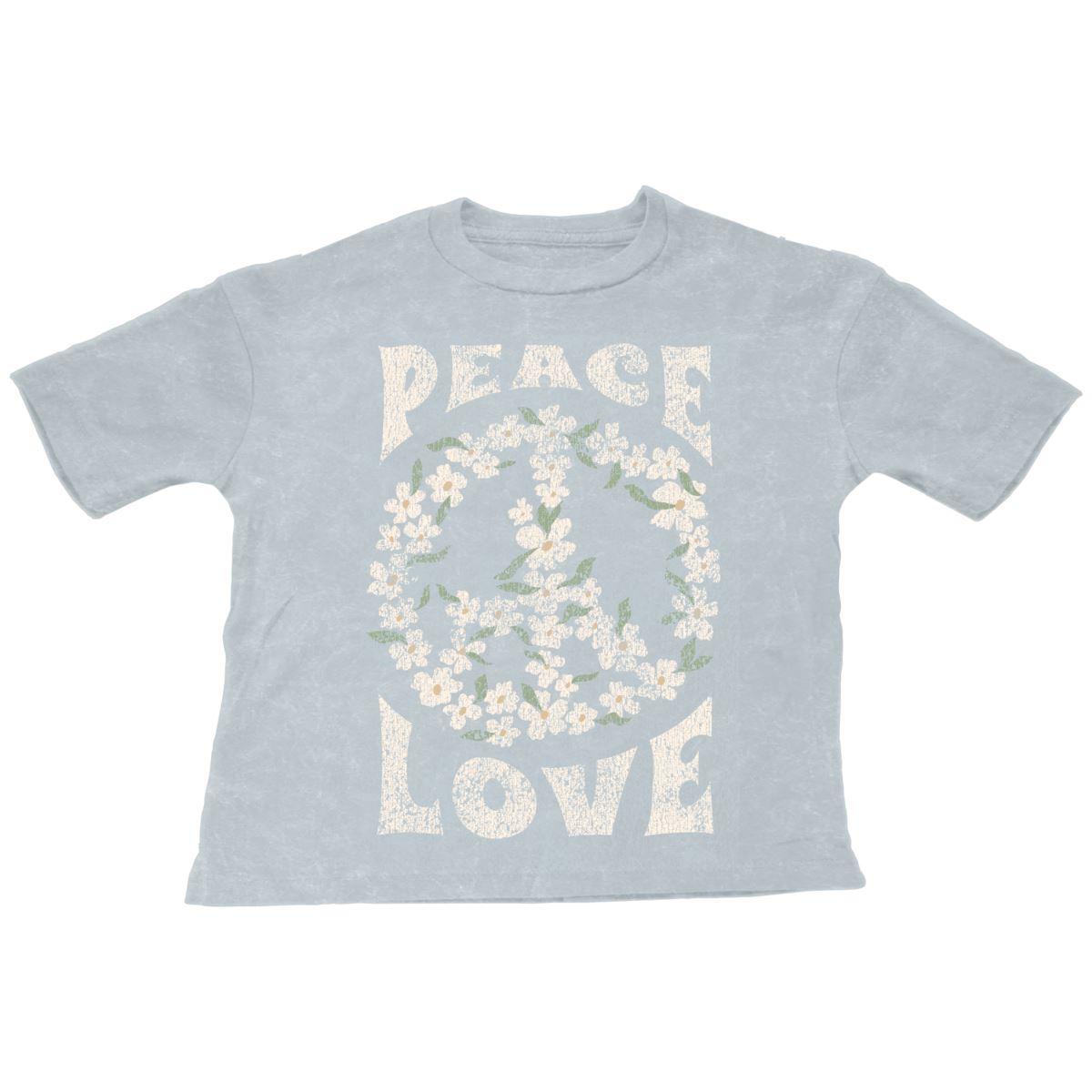 Peace & Love Blue Floral Tee 160 GIRLS APPAREL TWEEN 7-16 Tiny Whales 7 