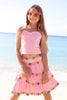 Pink Flower Tiered Skirt Set