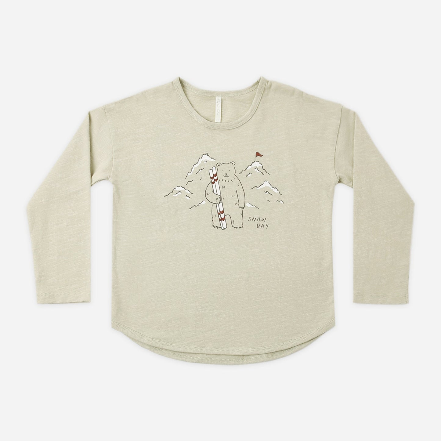 Snow day print long sleeve tee by Rylee and Cru laid flat