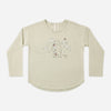 Snow day print long sleeve tee by Rylee and Cru laid flat