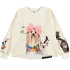 Beige sweatshirt with dog and cat design on a white background