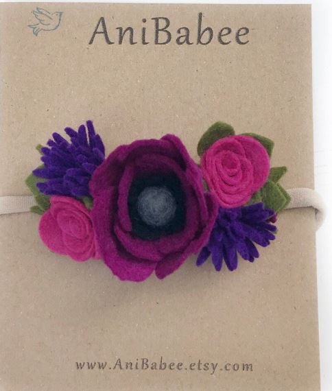 Purple Flowers Crown Headband 100 ACCESSORIES BABY AniBabee 