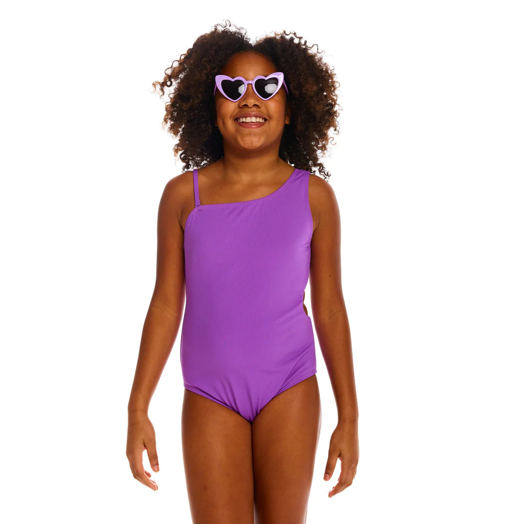 Purple Rib Cut Out Swimsuit Pitter Patter