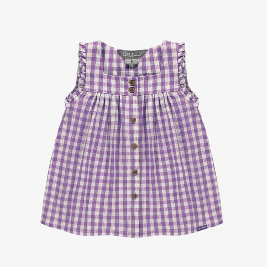 Purple & White Checkered Dress 120 BABY GIRLS APPAREL Souris Mini 6-9m 