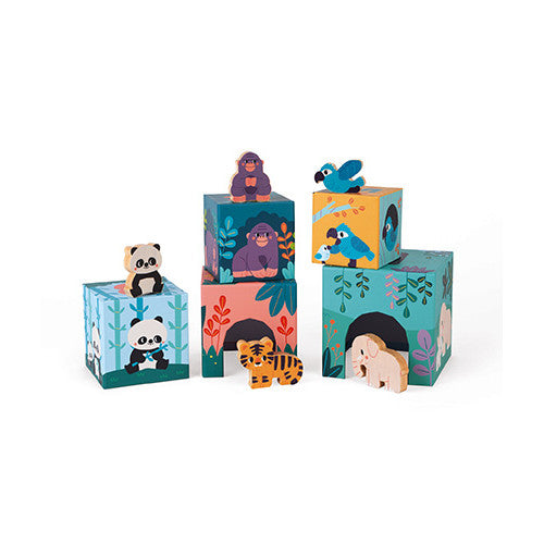 Pyramid and Wood Animal Figurines