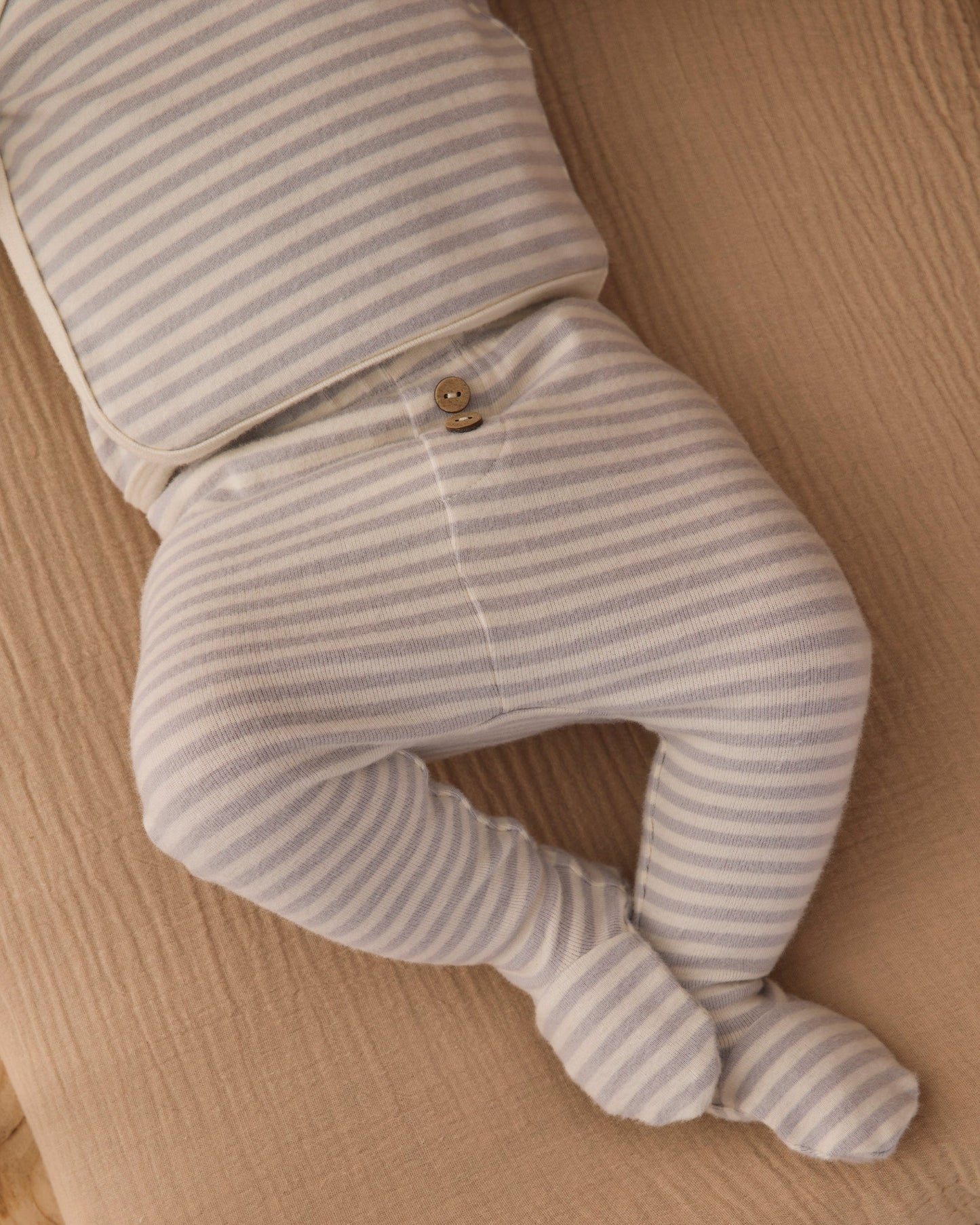 Quincy Mae Take Home Set in fog stripe pointelle with bonnet, view 4