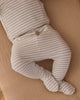 Quincy Mae Take Home Set in fog stripe pointelle with bonnet, view 4