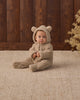 Quincy Mae Bear Jumpsuit in latte faux fur, view 4