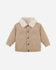 Quincy Mae Ezrah Jacket in latte corduroy with shearling collar