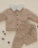 Quincy Mae Ezrah Jacket in latte corduroy with shearling collar, view 3