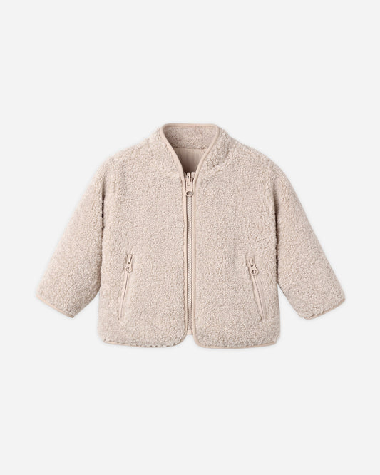 Quincy Mae Shearling Zip Jacket in rose water pink