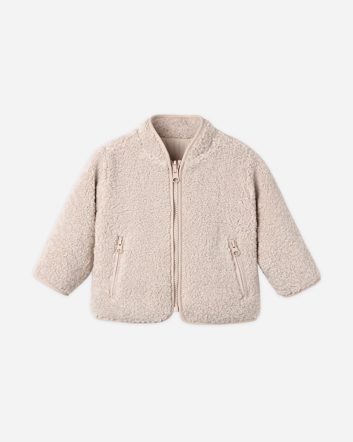 Quincy Mae Shearling Zip Jacket in rose water pink