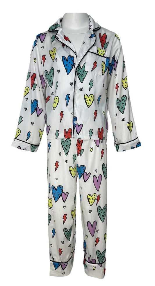 Rainbow Cheetah Heart Pajamas 150 GIRLS APPAREL 2-8 Lola & The Boys 2 