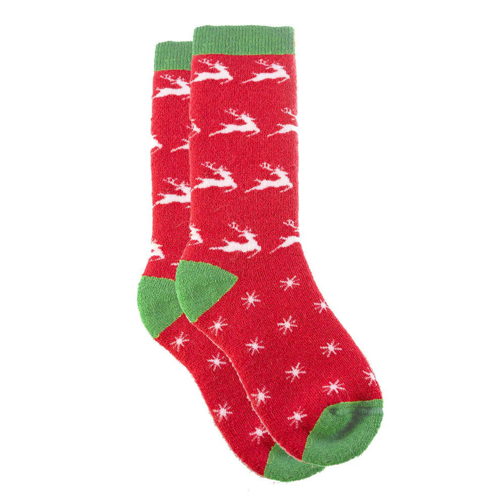 Red Reindeer Alpaca Socks 110 ACCESSORIES CHILD SnowStoppers 9-12 