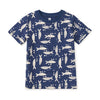 Blue tee with grayish color sardine all over print