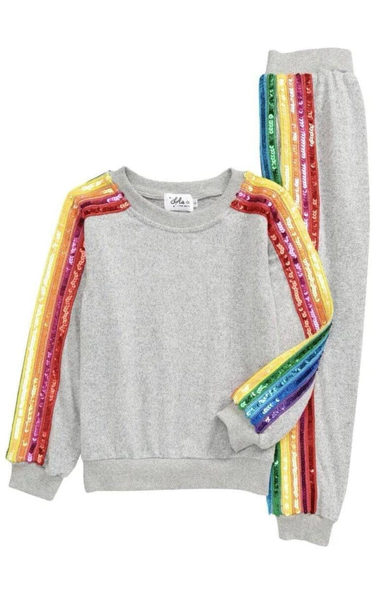 Sequin Rainbow Tracksuit Set 150 GIRLS APPAREL 2-8 LOLA & THE BOYS 2 