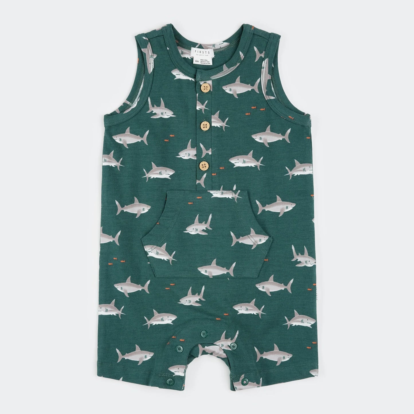 Teal Sharks Tank Romper