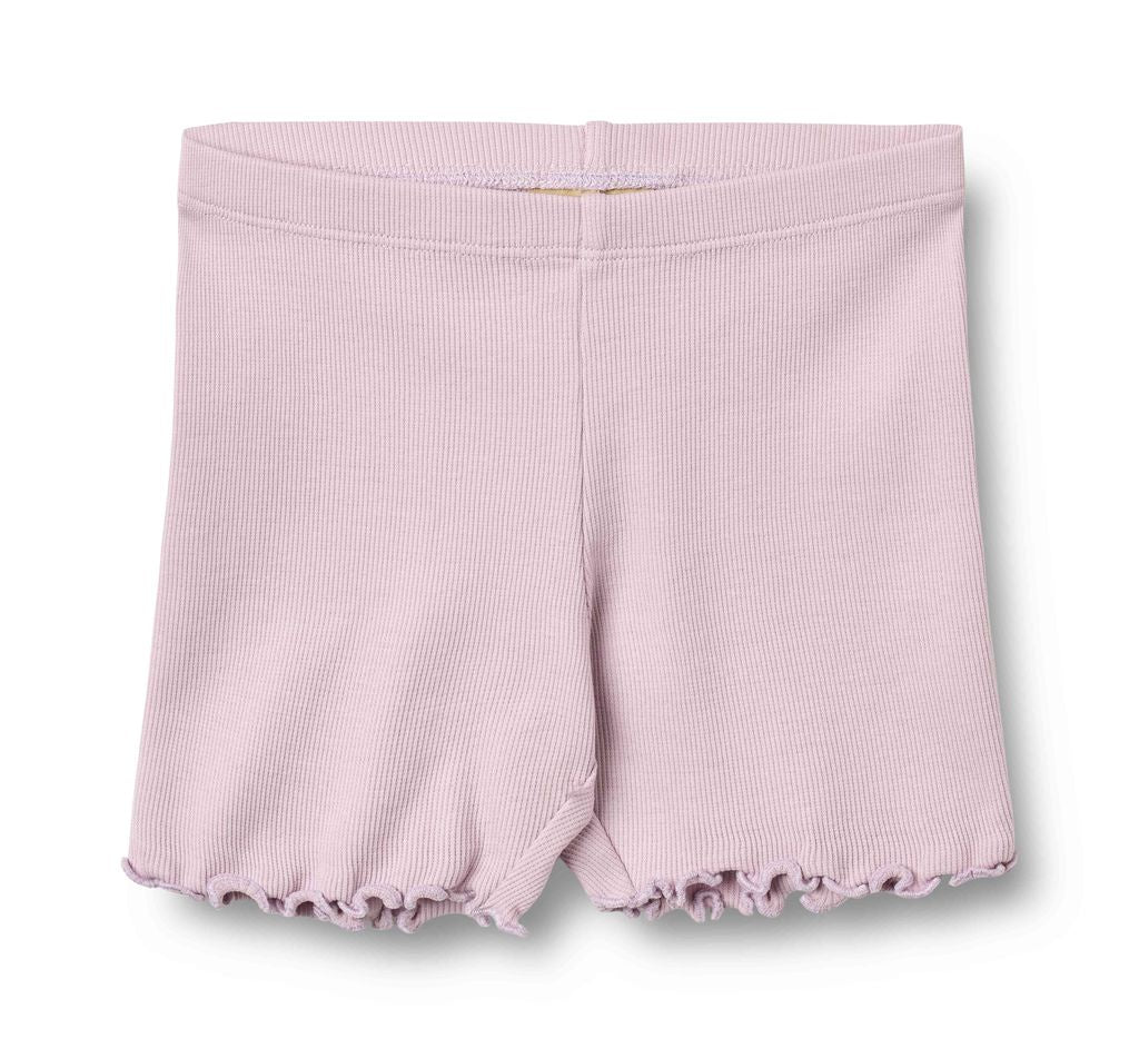 Light purple short with ruffle trim