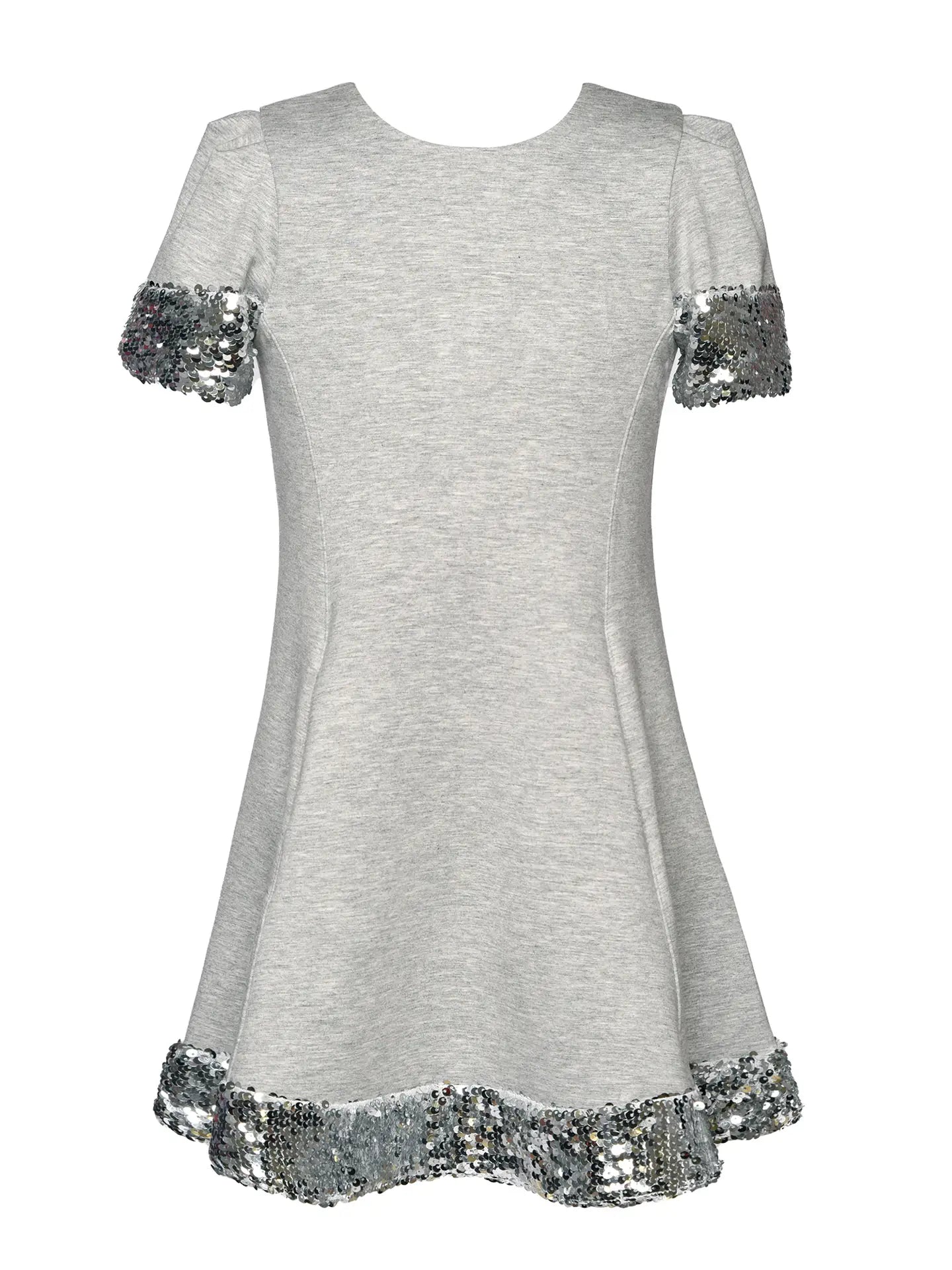 Silver Sequin Trimmed Flare Dress 160 GIRLS APPAREL TWEEN 7-16 Hannah Banana 7 