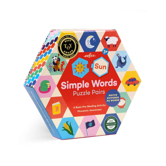 Simple Words Hexagon Puzzle Pairs 196 TOYS CHILD Eeboo 