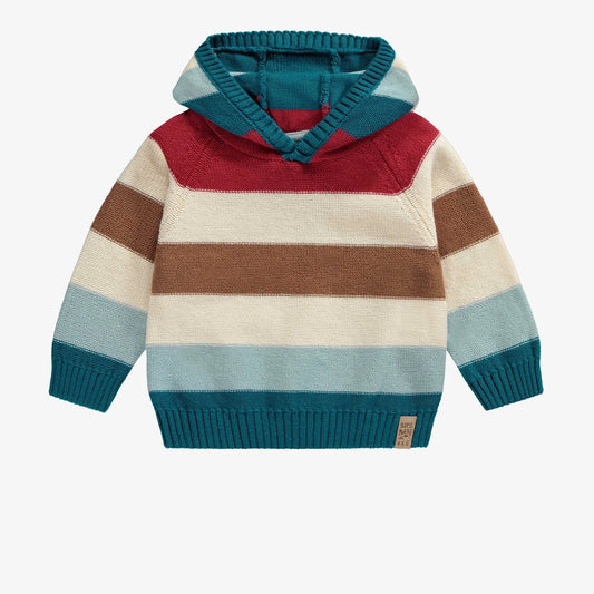 Stripe Knit Hooded Sweater 130 BABY BOYS/NEUTRAL APPAREL Souris Mini 6-9m 