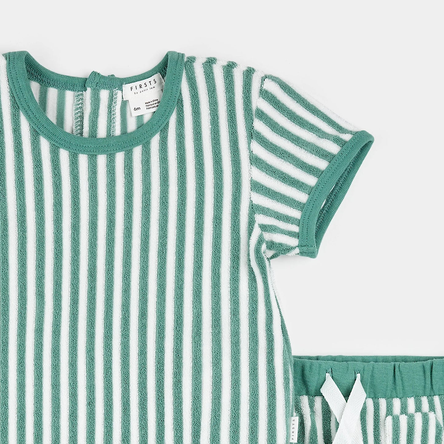 Turquoise Stripe Shorts Set