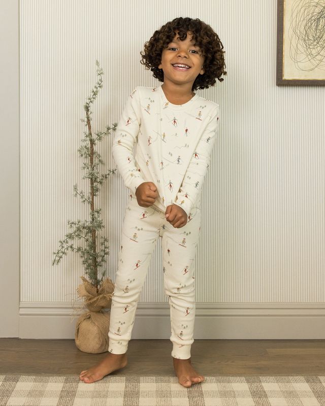 Skiers on Natural Pajama Set