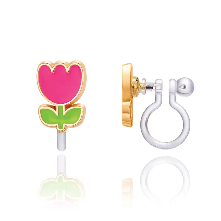 Tiny Pink Tulip Earrings 110 ACCESSORIES CHILD Girl Nation Clip-On 