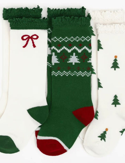 Tree Farm Knee High Socks Set Of 3 110 ACCESSORIES CHILD Little Stocking Co. 1.5-3Y 