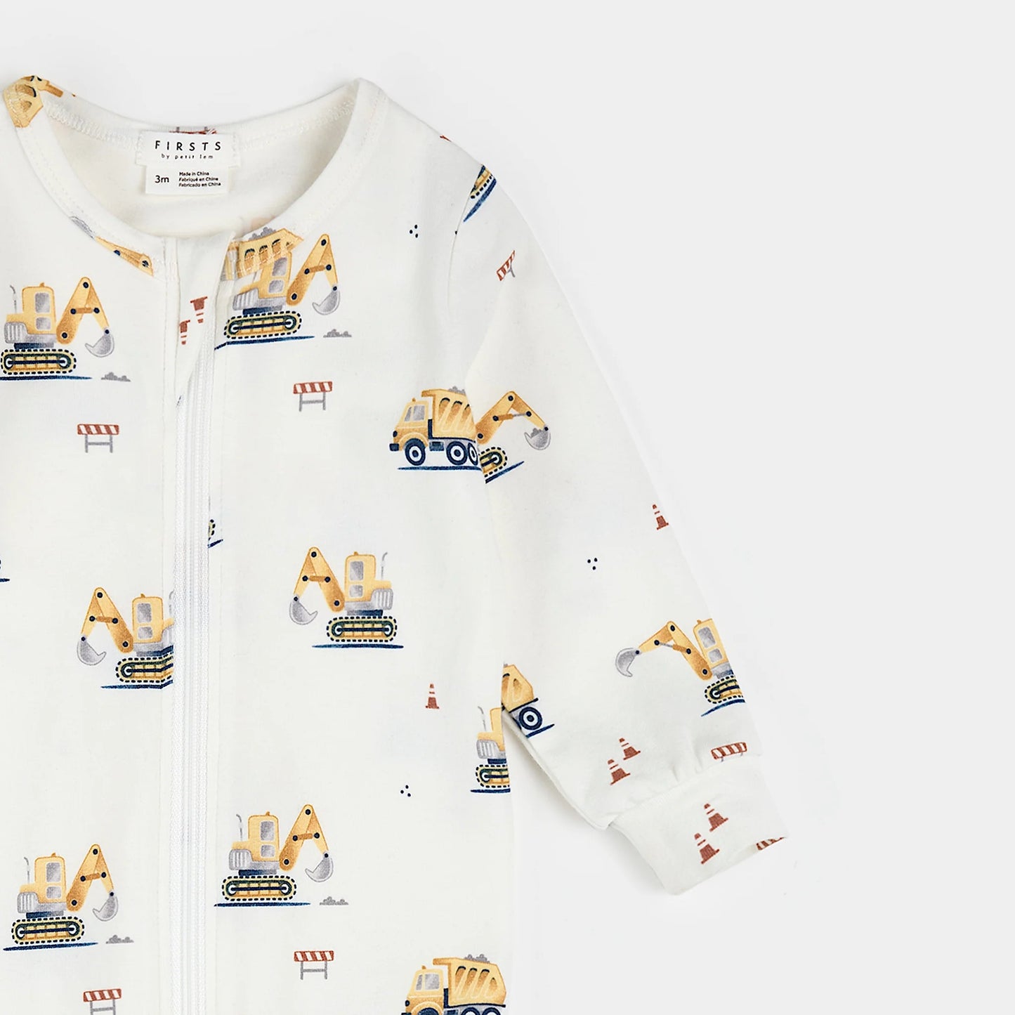 Construction Trucks Zip Footie