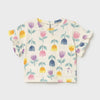 short sleeve top with watercolor pastel tulip print