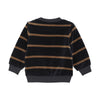 Navy Camel Stripe Velour Top