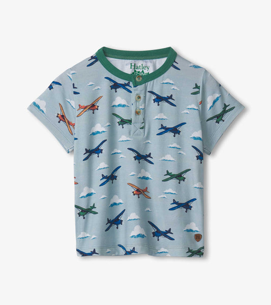 Airplanes Henley Bamboo Tee