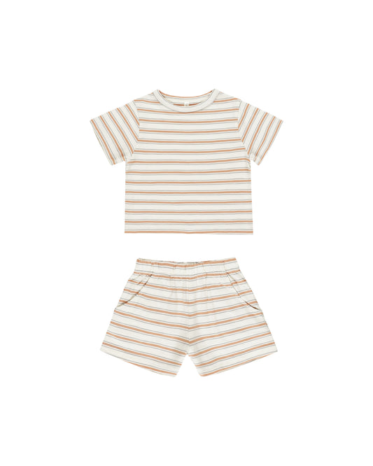 Grapefruit Stripe Shorts Set