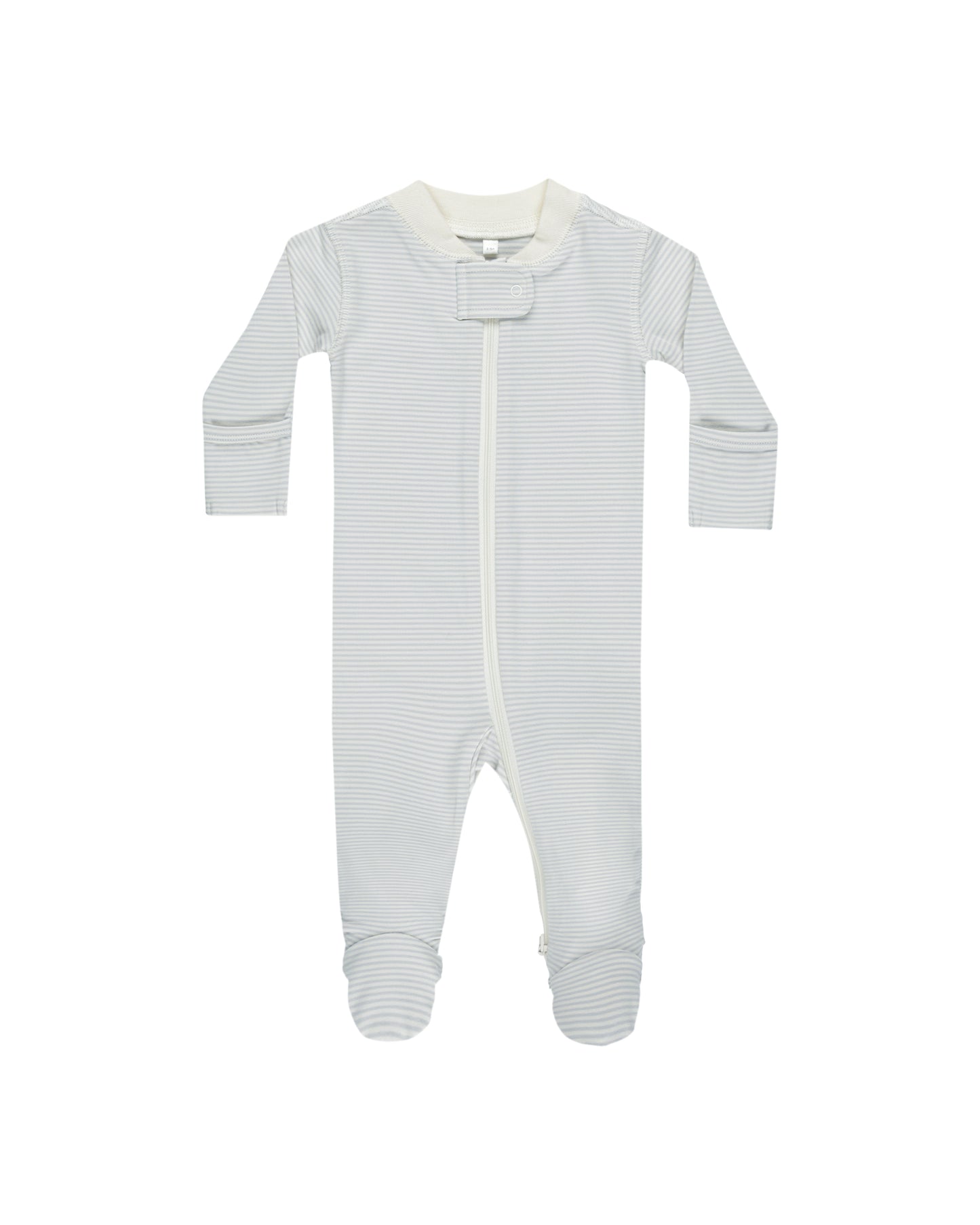 Sky Micro Stripe Zip Footie