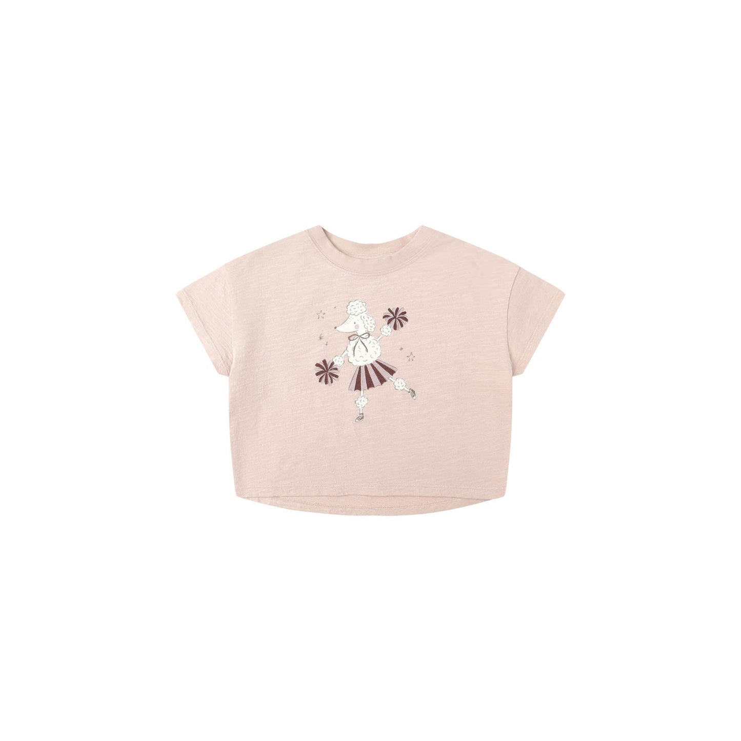 Light pink t-shirt with a graphic  poodle design on a white background