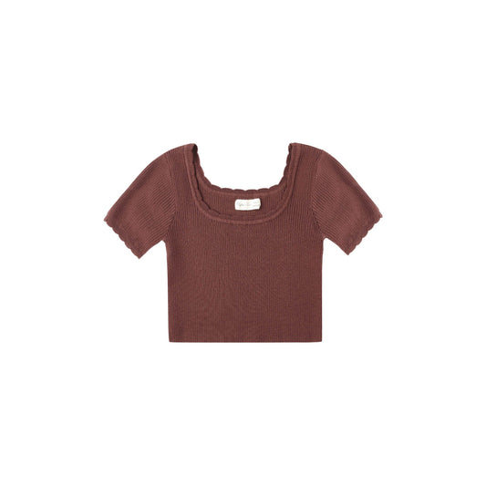 Burgundy Scallop Tee