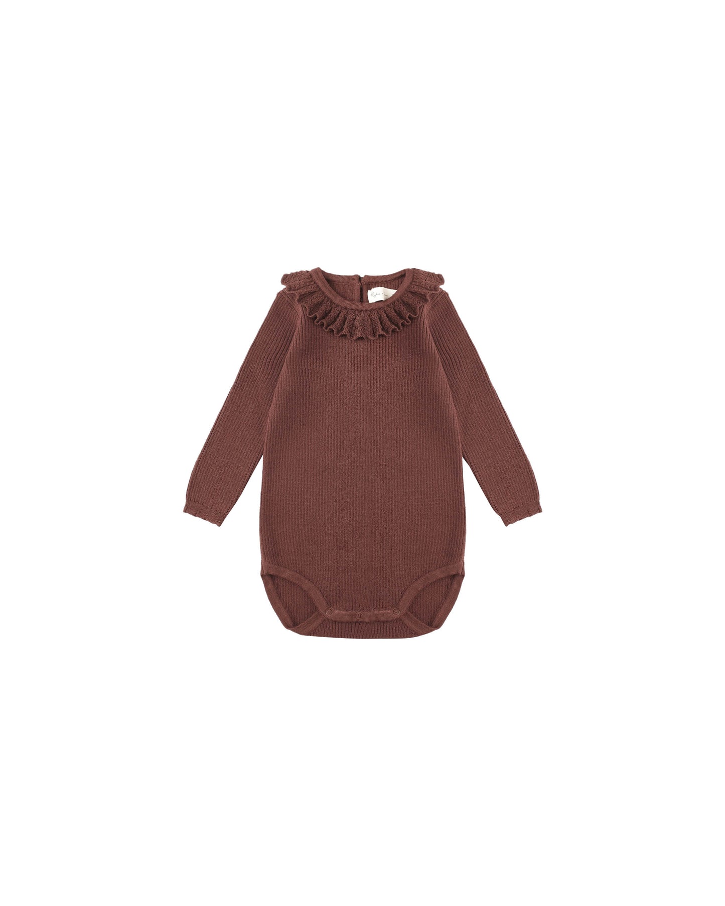 Burgundy Ruffle Collar Bodysuit