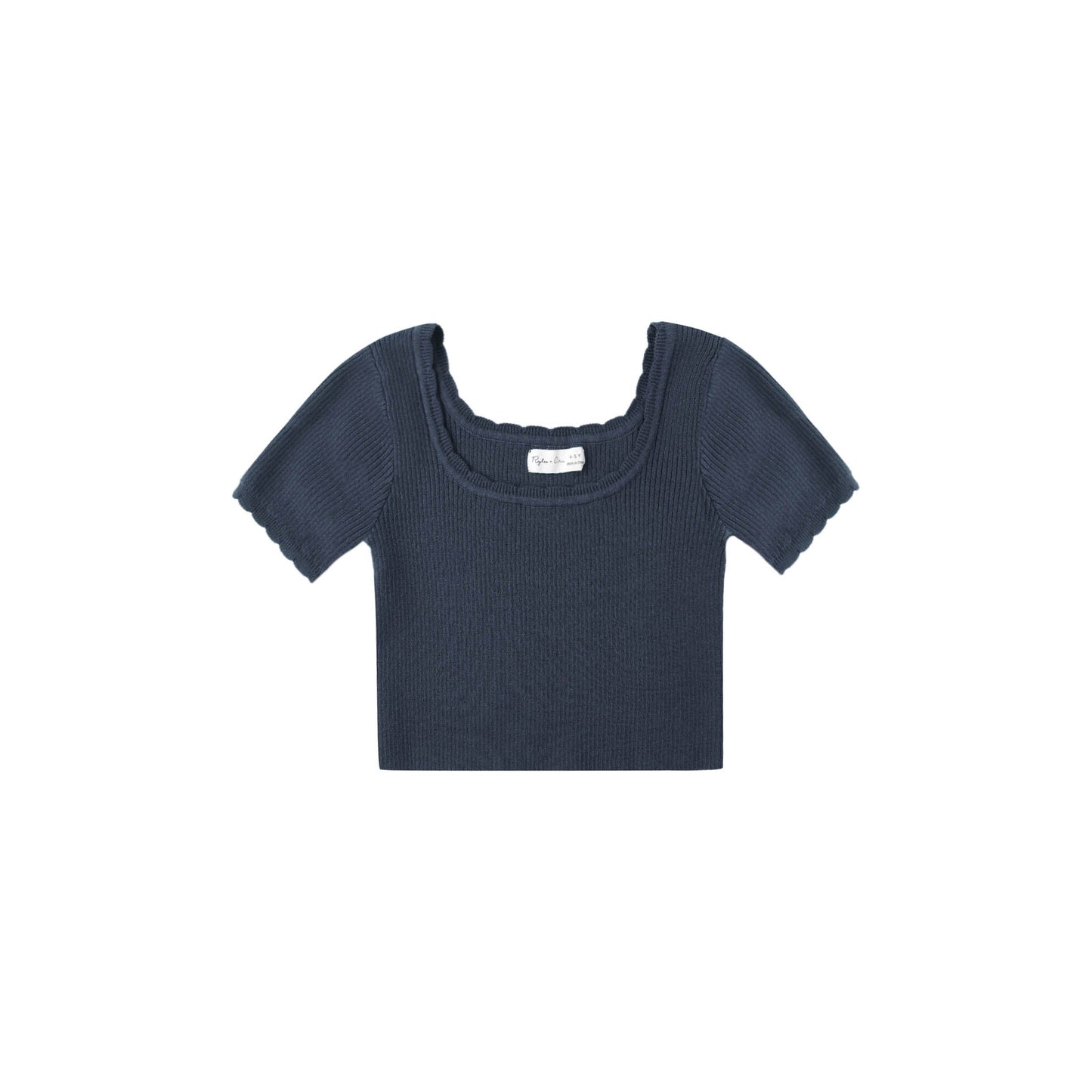 Navy blue crop top on a white background