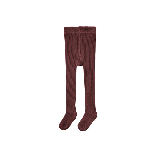 Pair of ribbed tights in burgundy on a white background