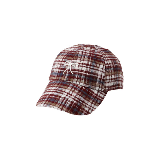 Burgundy Plaid Baseball Hat