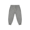 Gray sweatpants with a drawstring on a white background
