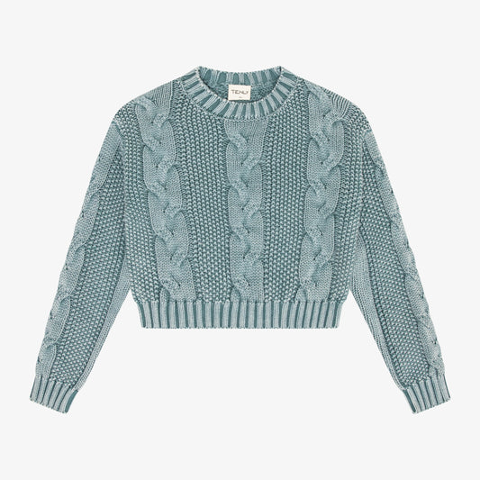 Teal cable knit sweater 