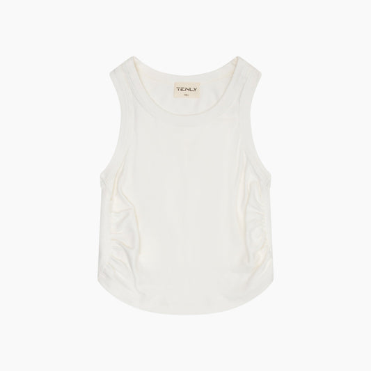 White sleeveless top on a white background