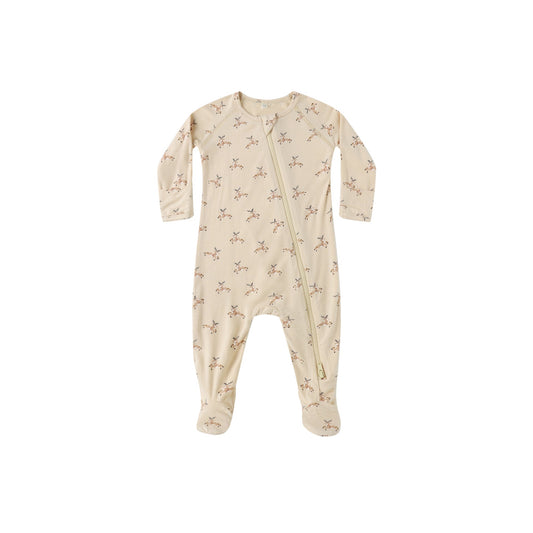 Baby onesie with floral pattern on a white background