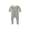 Green polka dot baby onesie on a white background