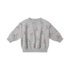 Gray sweatshirt with deer pattern on a white background