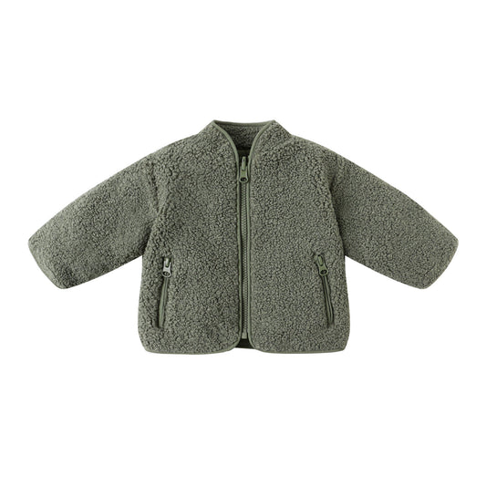 Green fleece jacket on a white background