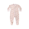 Floral patterned baby onesie on a white background