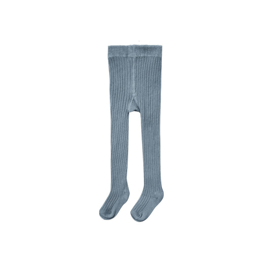 Blue ribbed tights on a white background